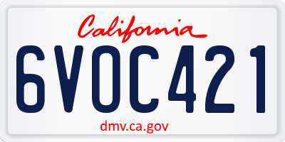 CA license plate 6VOC421