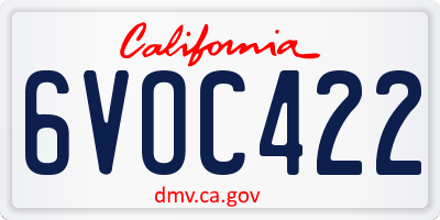 CA license plate 6VOC422