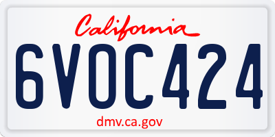 CA license plate 6VOC424