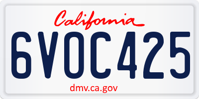 CA license plate 6VOC425