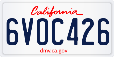 CA license plate 6VOC426