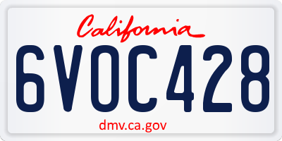 CA license plate 6VOC428