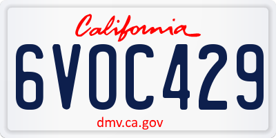 CA license plate 6VOC429