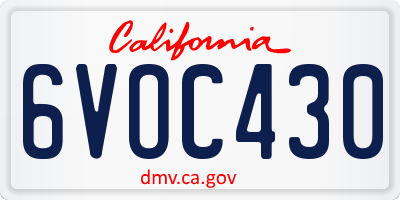 CA license plate 6VOC430