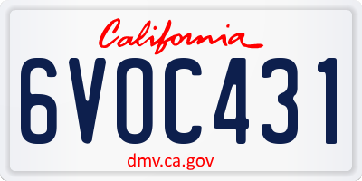 CA license plate 6VOC431