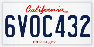 CA license plate 6VOC432