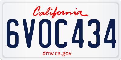 CA license plate 6VOC434