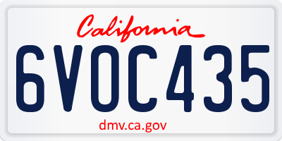 CA license plate 6VOC435