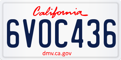 CA license plate 6VOC436