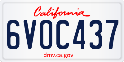 CA license plate 6VOC437