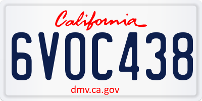 CA license plate 6VOC438