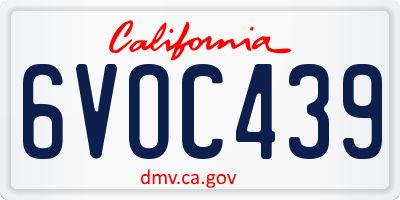 CA license plate 6VOC439