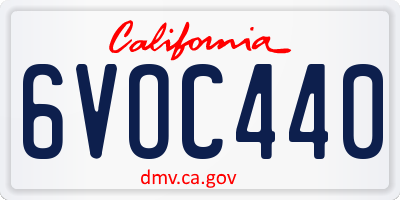 CA license plate 6VOC440