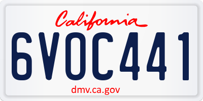 CA license plate 6VOC441