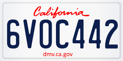 CA license plate 6VOC442