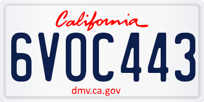 CA license plate 6VOC443