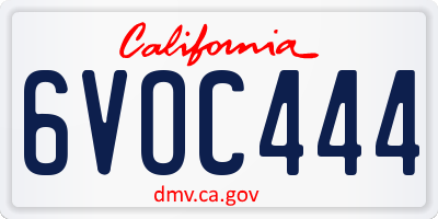 CA license plate 6VOC444