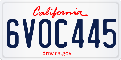 CA license plate 6VOC445