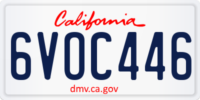 CA license plate 6VOC446