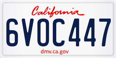 CA license plate 6VOC447