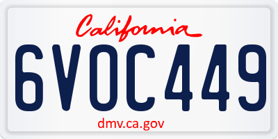 CA license plate 6VOC449