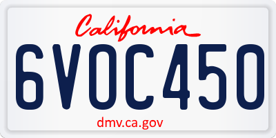 CA license plate 6VOC450