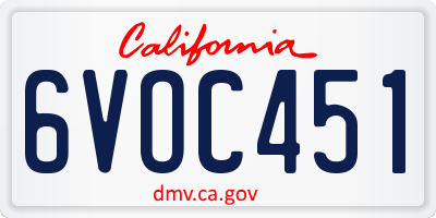 CA license plate 6VOC451