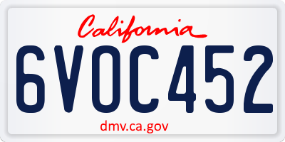 CA license plate 6VOC452