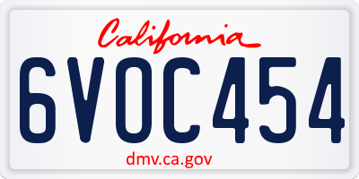 CA license plate 6VOC454