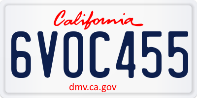 CA license plate 6VOC455