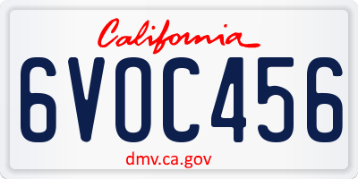 CA license plate 6VOC456