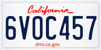 CA license plate 6VOC457