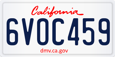 CA license plate 6VOC459
