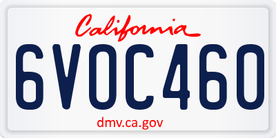 CA license plate 6VOC460