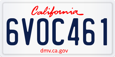 CA license plate 6VOC461