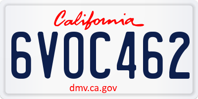 CA license plate 6VOC462