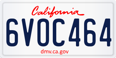 CA license plate 6VOC464