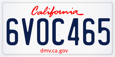 CA license plate 6VOC465
