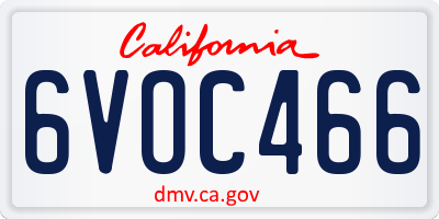 CA license plate 6VOC466