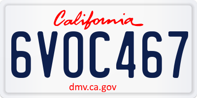 CA license plate 6VOC467