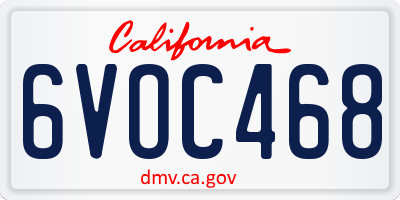 CA license plate 6VOC468