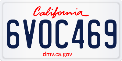 CA license plate 6VOC469