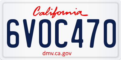 CA license plate 6VOC470