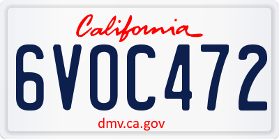 CA license plate 6VOC472