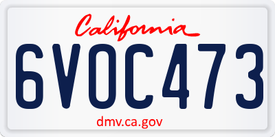 CA license plate 6VOC473