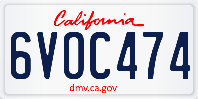 CA license plate 6VOC474