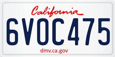 CA license plate 6VOC475