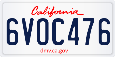 CA license plate 6VOC476