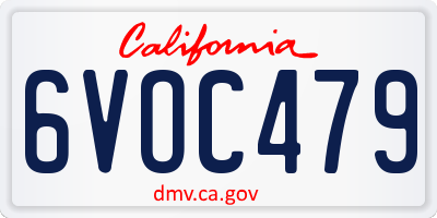 CA license plate 6VOC479