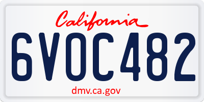 CA license plate 6VOC482